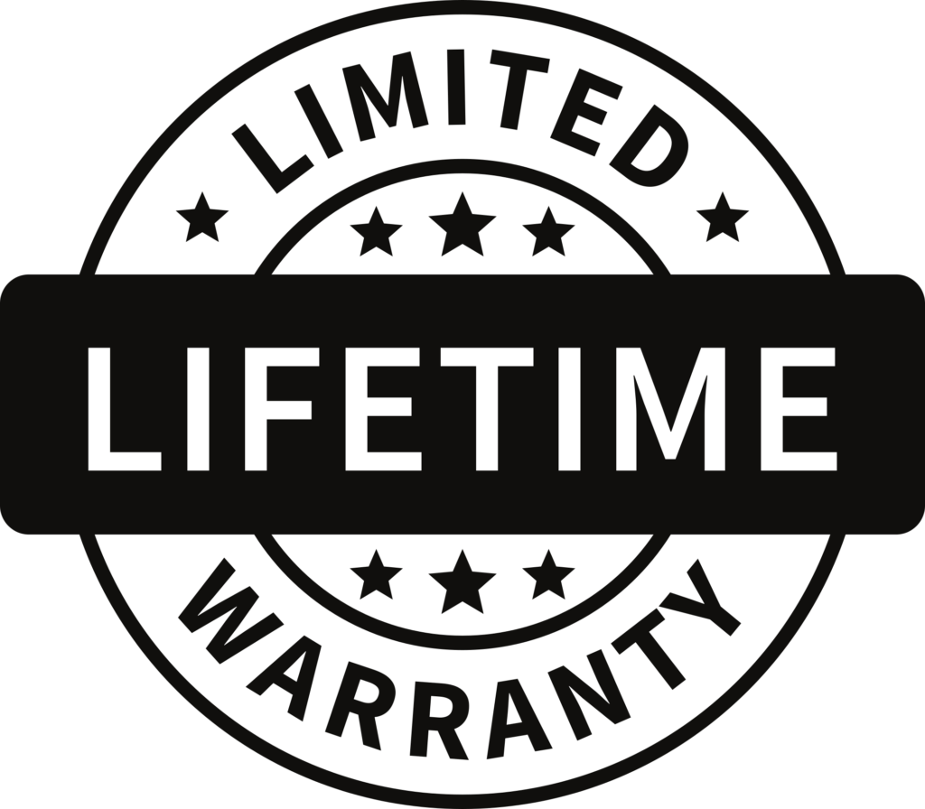 Limited lifetime warranty badge, seal, stamp or label flat icon